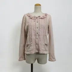 ピンクハウス スウェット カーディガン ジャケット ピコフリル リボン 古着