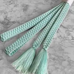 絹 帯締め☆平組 水浅葱色(ミントブルー・水色・青系)単色 上品 組紐