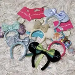 ディズニー ミニカチューシャキーチェーン セット アナ雪 アリエル スモワ