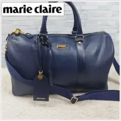 美品　マリクレール　ボストンバッグ　レザー　ネイビー　ショルダー　2way 鍵のサムネイル