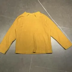 【100】マスタード色リブ編みハイネックセーター