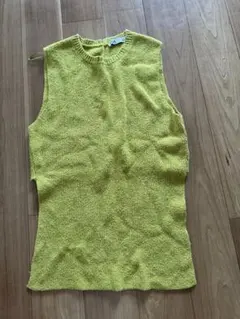 ZARA ノースリーブニット ライムグリーン M