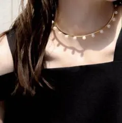 【新品未使用】Bijou de M ビジュードエム ドットパール チョーカー