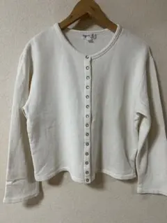 agnes b. スウェットカーディガン プレッション　白　90's