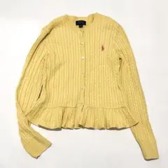 ✨ 상태좋음 ✨ポロラルフローレン ケーブルニット ペプラムカーディガン 黄色 S相当