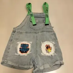 デニムオーバーオール パッチ付き 60cm