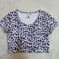 X-girl 半袖 クロップド丈 Tシャツ ヒョウ柄 Sのサムネイル