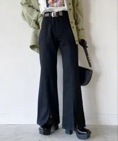 フロントスリットジーンズ (フレアデニム) S