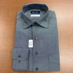 【未着用】メンズS(37-80)ノーアイロングレー 長袖シャツ