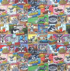 【ゆきちゃん限定】X2419-2 アメコミ風 シュナウザー柄 コットン生地 1m