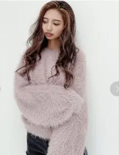 シャギーニット　ピンク