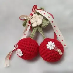 さくらんぼ♪かぎ針編みチャーム♪ハンドメイド