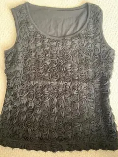 【SILVER SPOON】ブラックローズデザイン タンクトップ