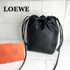 ✨美品✨☘️LOEWE☘️✨巾着ショルダー✨アナグラム✨ナッパレザー✨ブラック✨