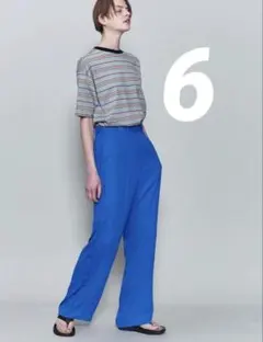 【美品】ROKU SUKE GEORGETTE PANTS ブルー　34サイズのサムネイル