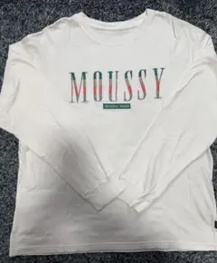 MOUSSY ロゴプリント 長袖Tシャツ ホワイト