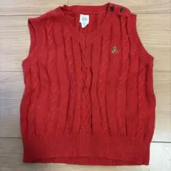 baby GAP レッド ケーブル編み ベビーベスト 12-18ヶ月
