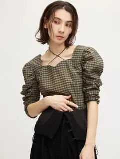 Ameri Vintage CHECK PUFF SLEEVE TOPのサムネイル