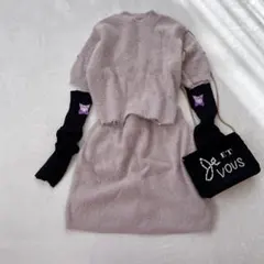 GRL ビジュー シャギーニット セットアップ M ピンク デート モテ