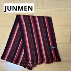 【JUNMEN】ストライプ マフラー 赤系