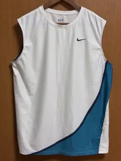 NIKE テニス メンズ タンクトップ XL Dri-FIT ホワイトxブルー