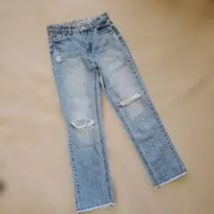 ラブトキ　デニムブルー ダメージ パンツ M(150)