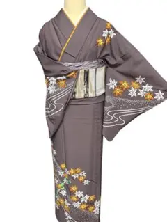 ユ1ポリエステル　単衣　洗える夏着物　単品