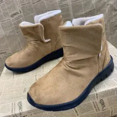 新品★レディース★23.0cm★軽量 裏ボアショートブーツ 黄土色 6508