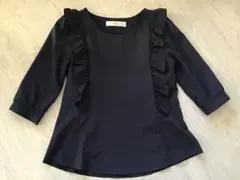 極美品♡ tocco closet フリル　ネイビー ブラウス 七分袖