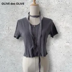 新品 OLIVE des OLIVE ナロータイ付きジップアップ 韓国 ガーリーのサムネイル