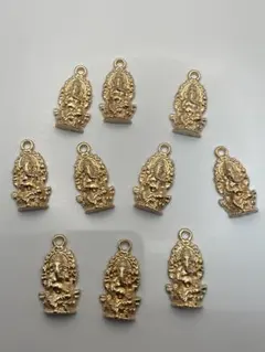 マットゴールドのガネーシャのチャーム 10個セット