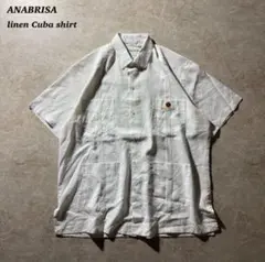 ANABRISAキューバシャツ四つポケIrish linen白ホワイト古着L美品のサムネイル