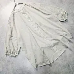 1102H イング シアーチュニックシャツ バンドカラー M　ミントグリーン