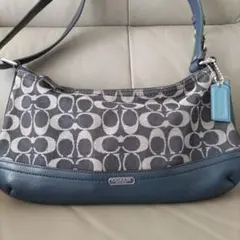 COACH ショルダーバッグ デニム レザー シグネチャー キャンバス