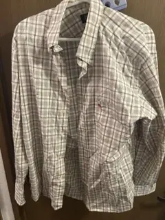 Poloチェック柄長袖シャツ（ベージュ・ブラウン）