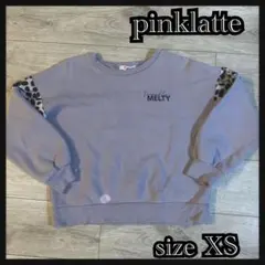 ピンクラテ　裏起毛トレーナー　袖切替ダルメシアン柄