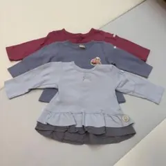 Petit main 80 長袖Tシャツ 3枚セットです。