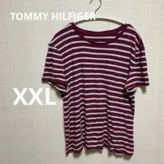 TOMMY HILFIGER マゼンタストライプ Tシャツ XXL