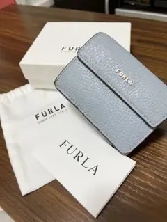 FURLA 三つ折り財布 ライトブルー 箱 保証書付き