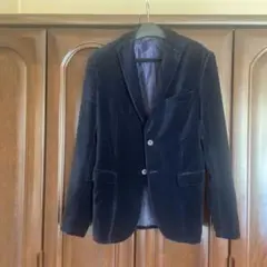 ZARA MAN ザラネイビー ベルベット ベロアテーラードジャケット　総裏　L