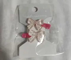 リボン型　ヘアクリップ 　ピンク　ラメ　ぷっくり　うるちゅる　うるつや