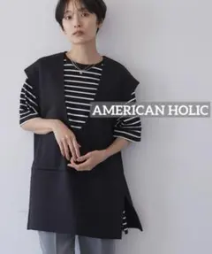 k0482 AMERICAN HOLIC ポンチベスト　ブラック