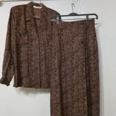【ペイズリー柄♥セットアップ襟付き】スカート⊰上・下⊱ツーピース　前開き 長袖