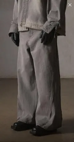 grancy ジップデザイン バギーデニム パンツ s デニム　ジーンズ