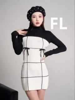 darich ドッキングリボンデザインニットミニ 원피스 FL