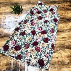ヴィンテージ風 花柄ワンピース SAG HARBOR レーヨン100% 総柄 L