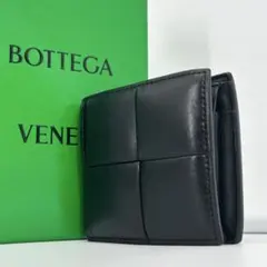 美品✨ボッテガヴェネタ　折り財布　カセット　レザー　ブラック　メンズ
