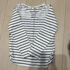 A.V.V ストライプ レース襟 長袖カットソー スボン付き