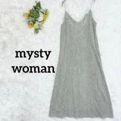 ミスティウーマン/Aライン　花柄レースワンピース　エレガント　くすみグリーン