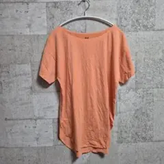 オレンジ 半袖 Tシャツ ラウンドネック